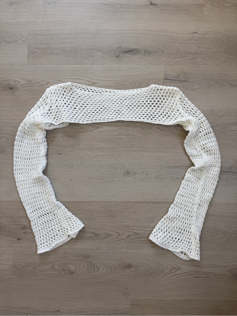 White crochet open-knit bolero shrug bell sleeve Y2K fairy grunge